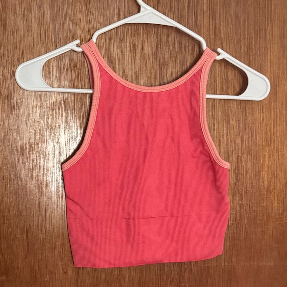 Athleta Coral Pink Fitted Crop Tank Top